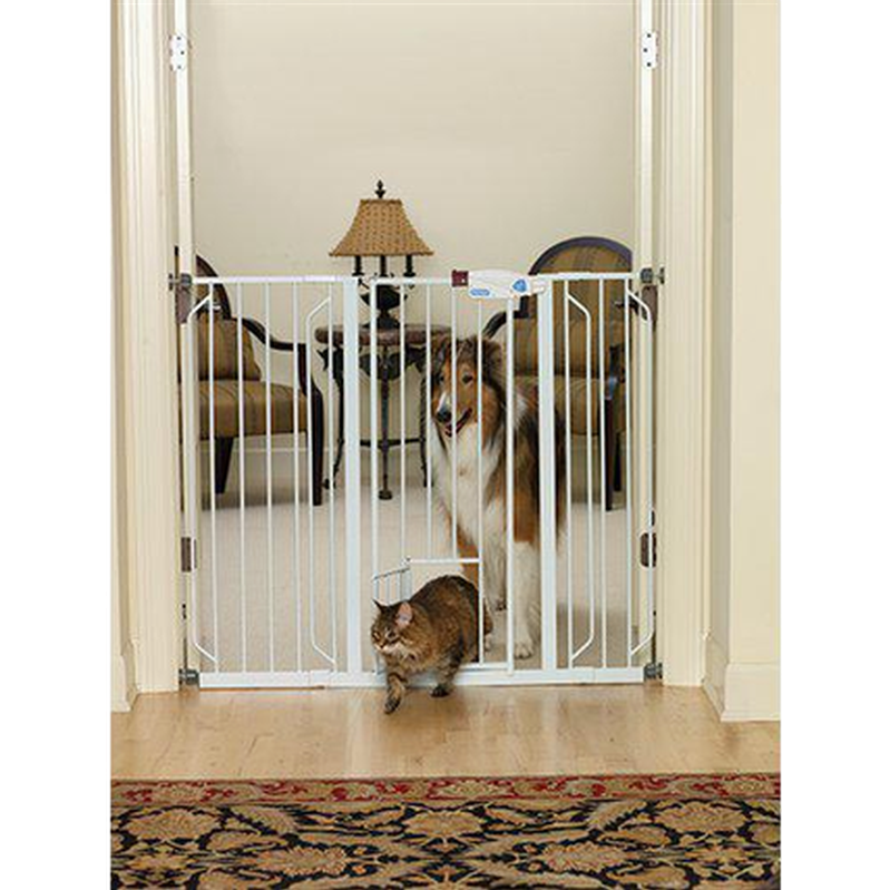 Carlson Døgngrind for kjæledyr Extra Tall Walk Through With Small Pet Door White 74-99 x 104 cm