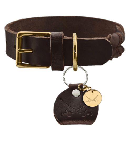 Hundehalsbånd Sansibar Massivt kuskinn mørkebrunt S-M 45cm