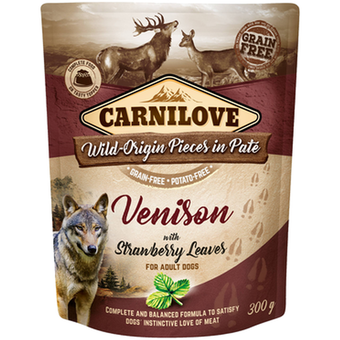 Carnilove Dog Pouch Paté Venison with Strawberry Leaves