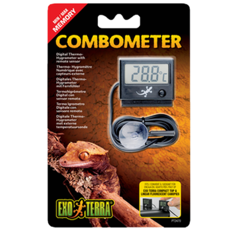 Exoterra - Thermo-Hygro Combometer - Digitalt termometer og hygrometer, svart 4,5 cm - Reptil - FuktighetPetXL