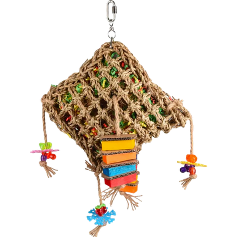 Flamingo - Bird Toy Net Square Multicoloured 45 cm - Fugl - LekerPetXL
