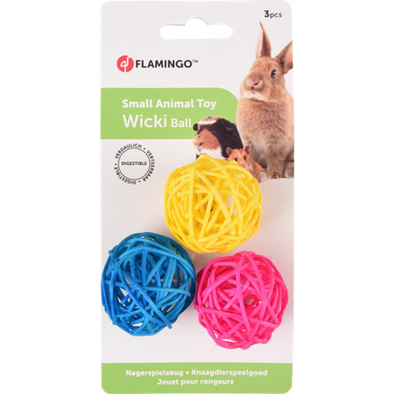 Flamingo - Sat Wicki Ball/Fuchshia Mix 3-pk. - Smådyr - Aktivisering - Leker til smådyrPetXL
