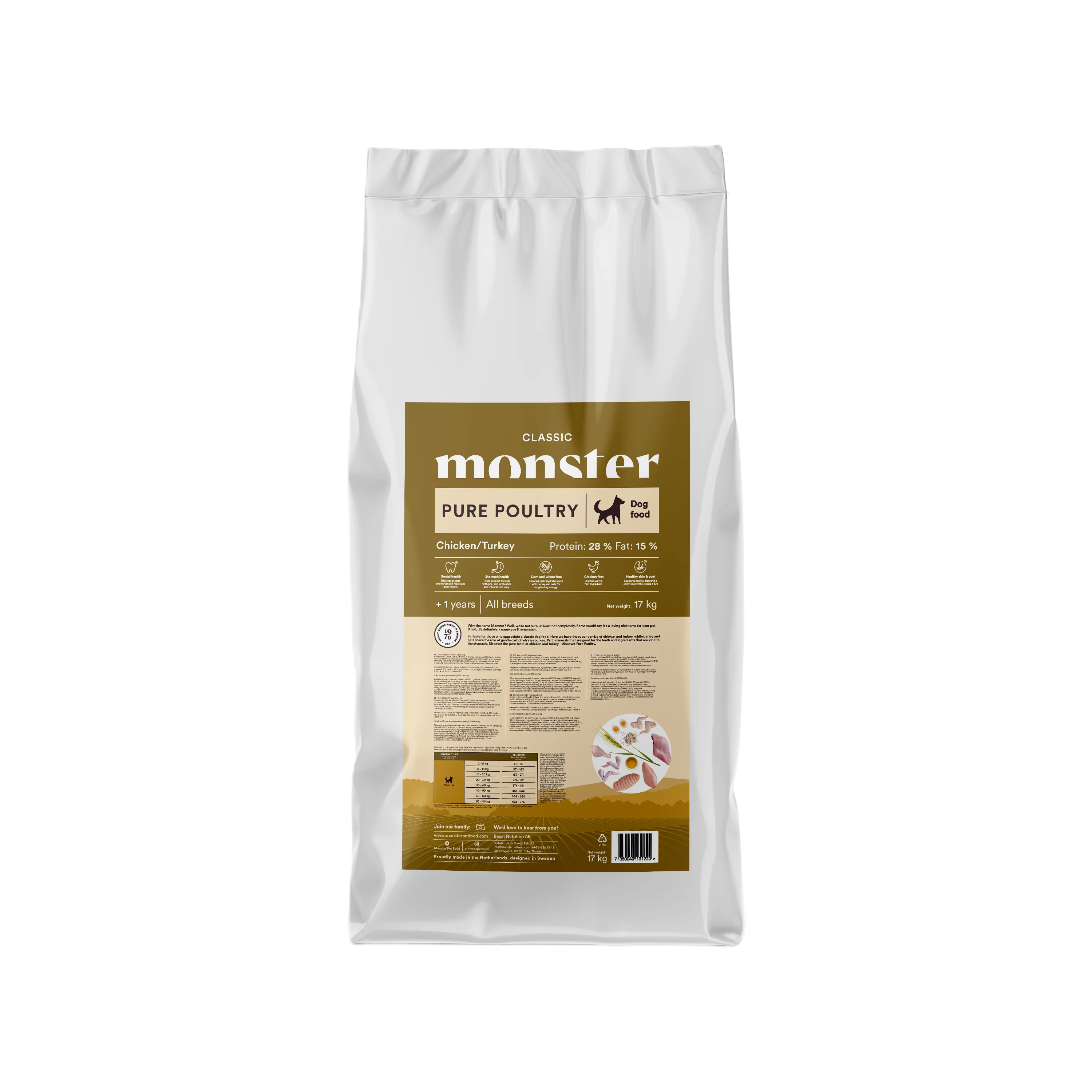 Monster Dog Classic Pure Poultry – torrfoder hund med kyckling och kalkon