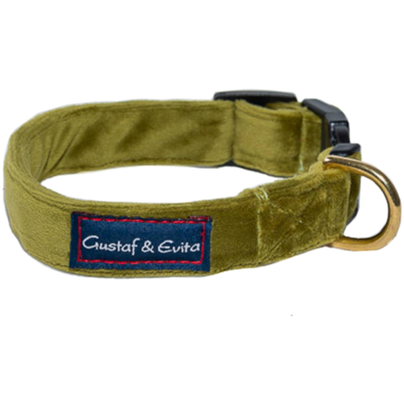 Gustaf och Evita Hundehalsbånd SNK - Hurtigspenne/Justerbart Grønn 50 cm