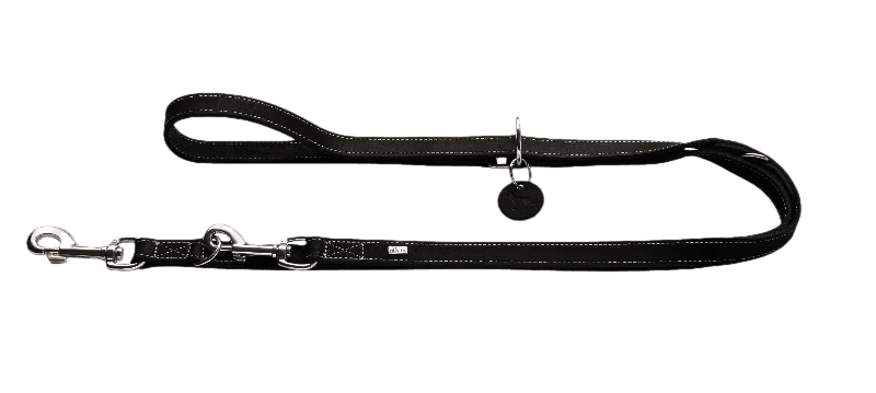 Hundetreningsline Aalborg i kuskinn svart 200 cm/15 mm