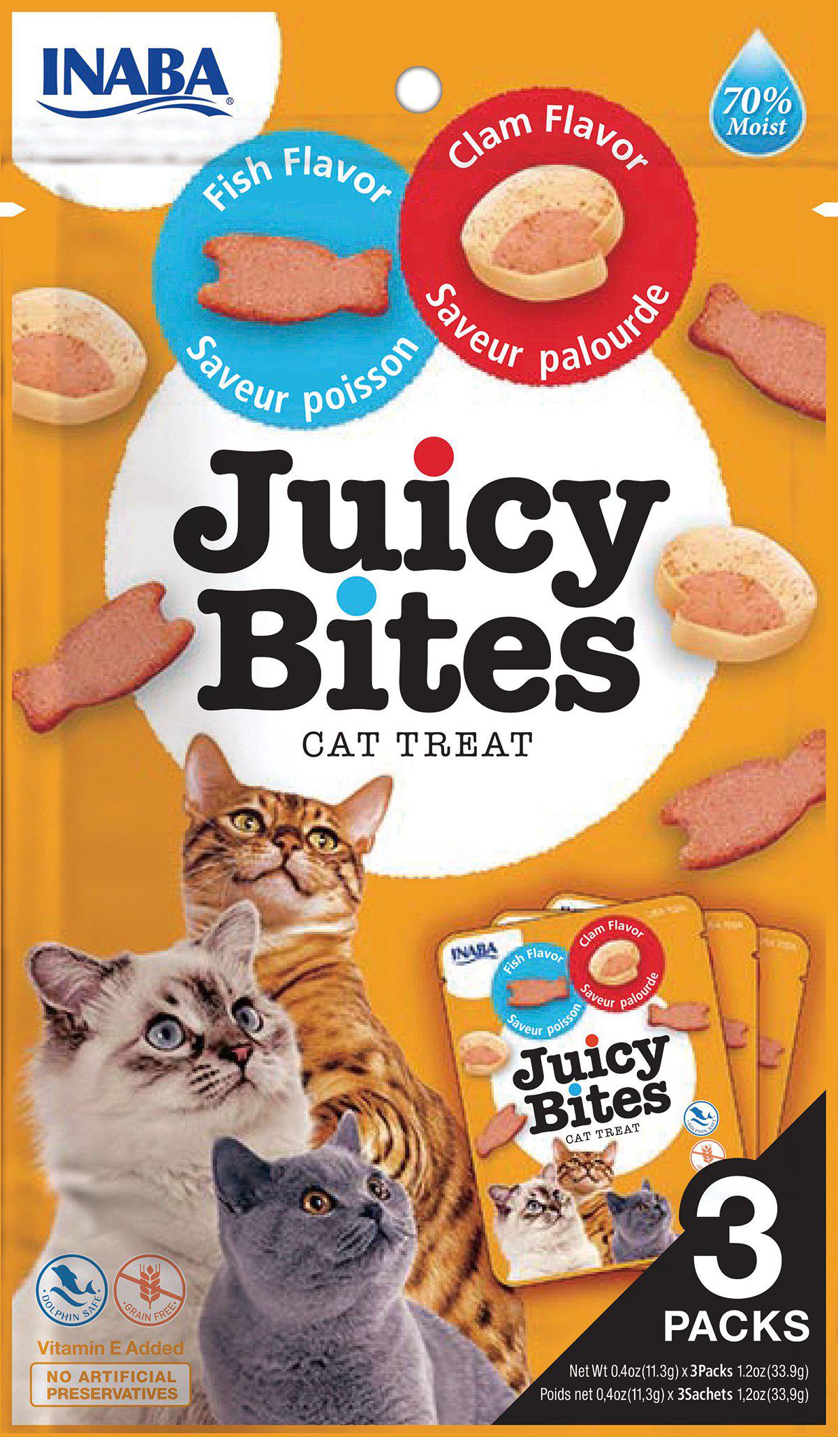 Cat Juicy Bites Fish/Clam 3 stk