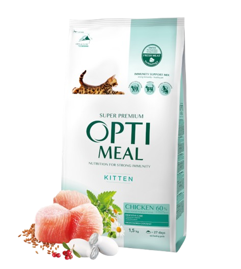 Optimeal - Complete dry pet food for kittens - chicken, 1,5 kg - Katt - Kattefôr - TørrfôrPetXL