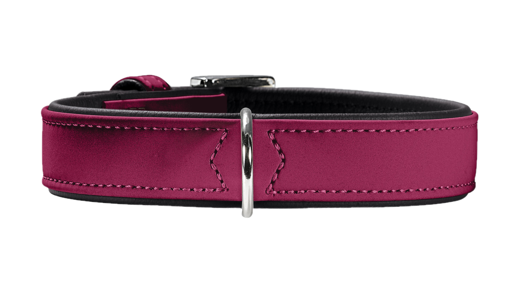 Hundehalsbånd Softie Kunstskinn Bringebær/Svart M-L 60cm