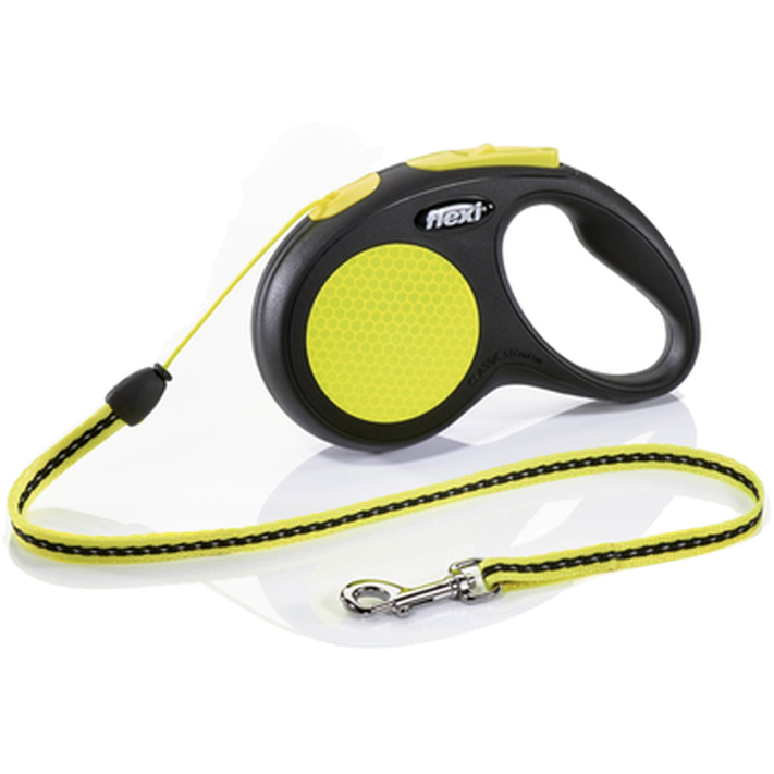 Rullebånd New Neon Cord, 3m, XS, maks 8kg, Svart/Neongult