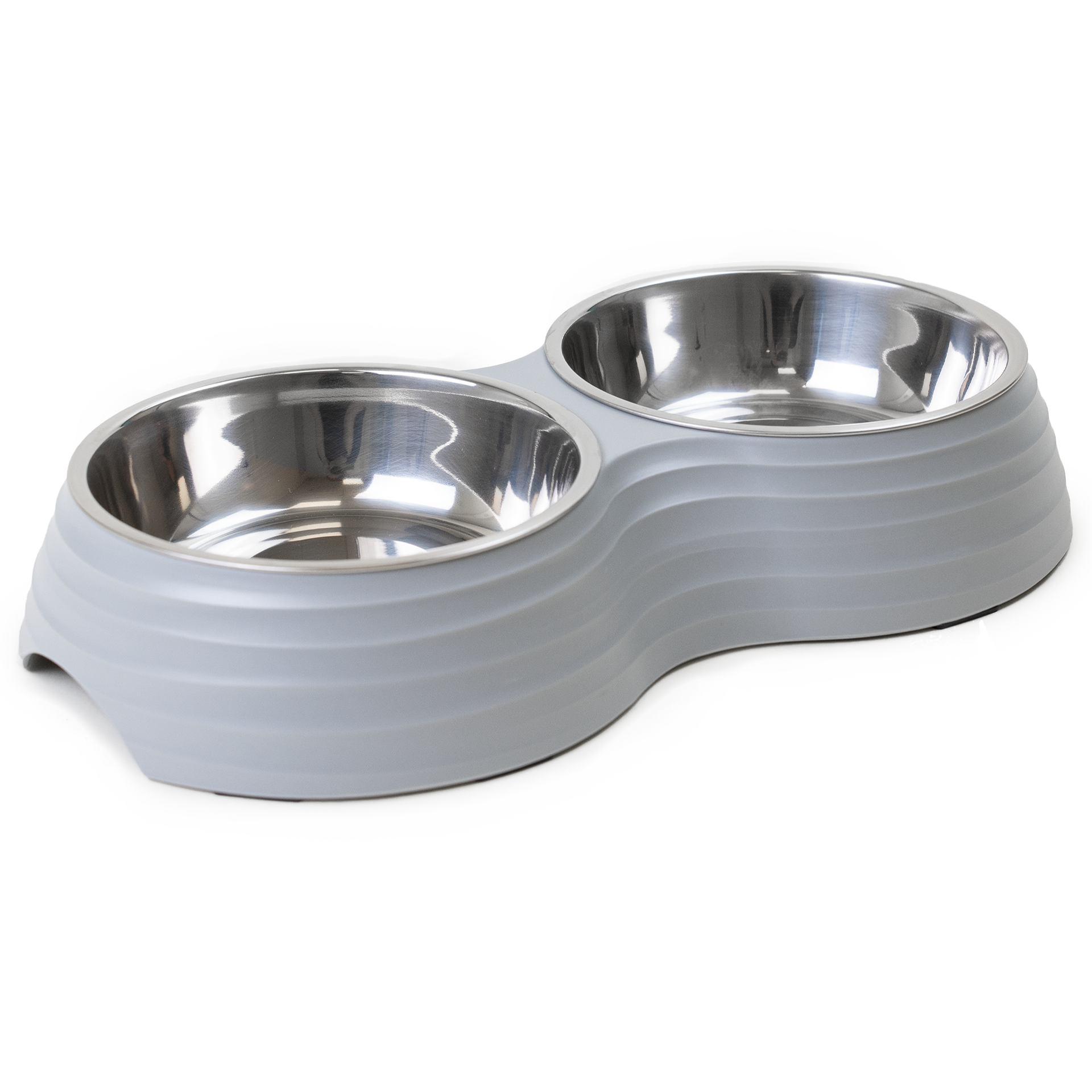Selected by ZOO Dobbel matskål Ripple Grey M 350 ml 32x17,5x6,5 cm