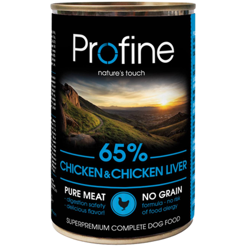 Våtfôrbokser til hund 65 % kylling med lever 400 g