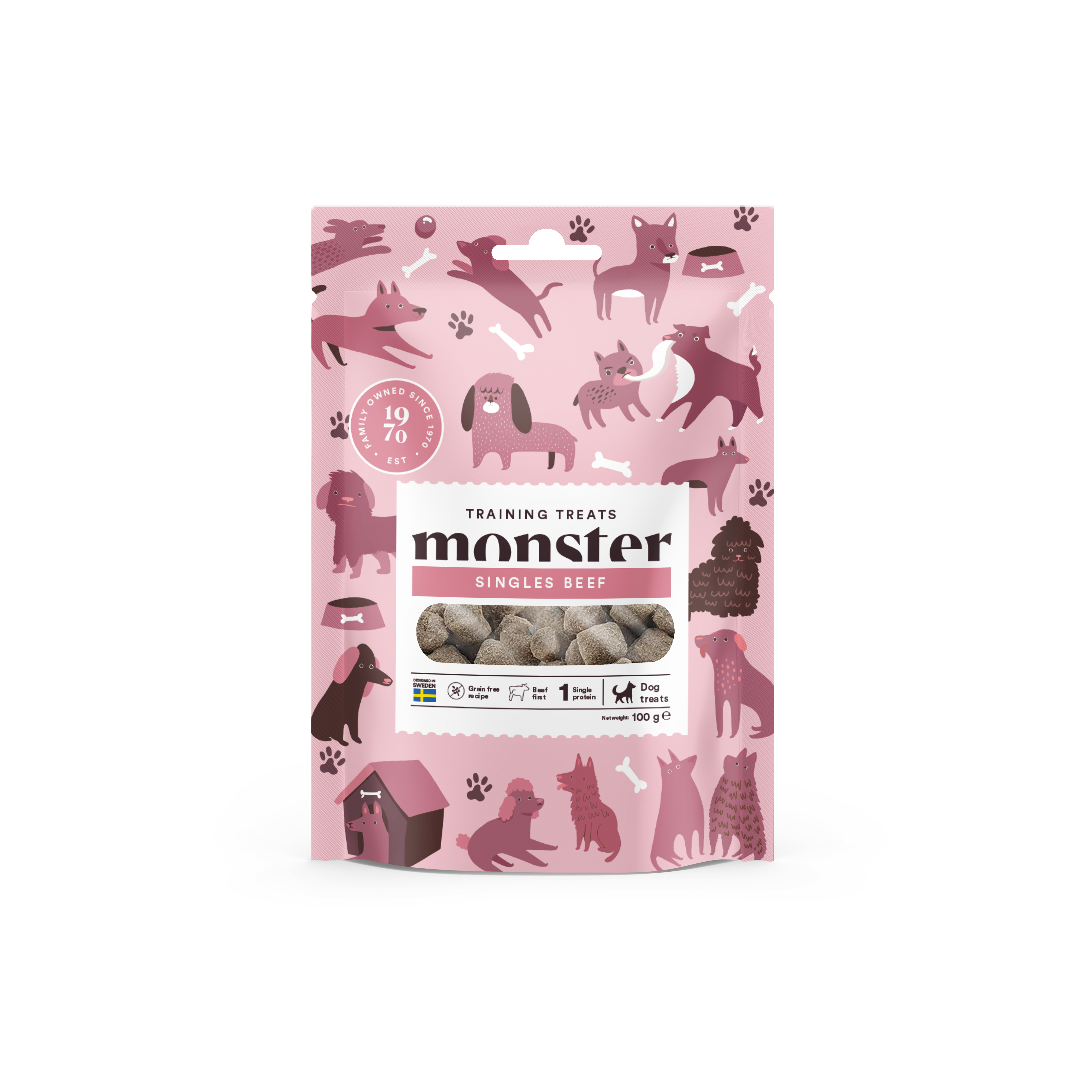 Monster Pet Food Hundetreningsgodbiter av oksekjøtt 100 g