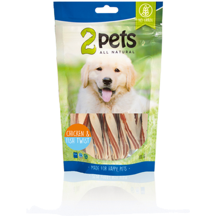 2 pets Dogsnack Chicken & Fish Twist - Dog Treat