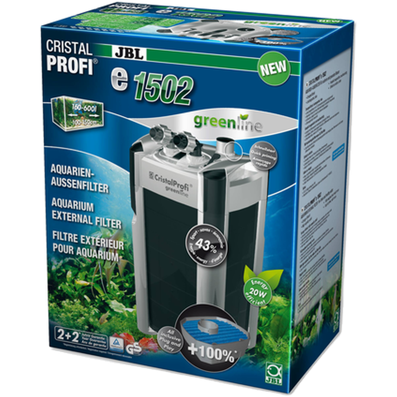 JBL - CristalProfi e1502 Greenline External Filter 1400L/h 1400 l/h - Fisk - Pumper og filterPetXL