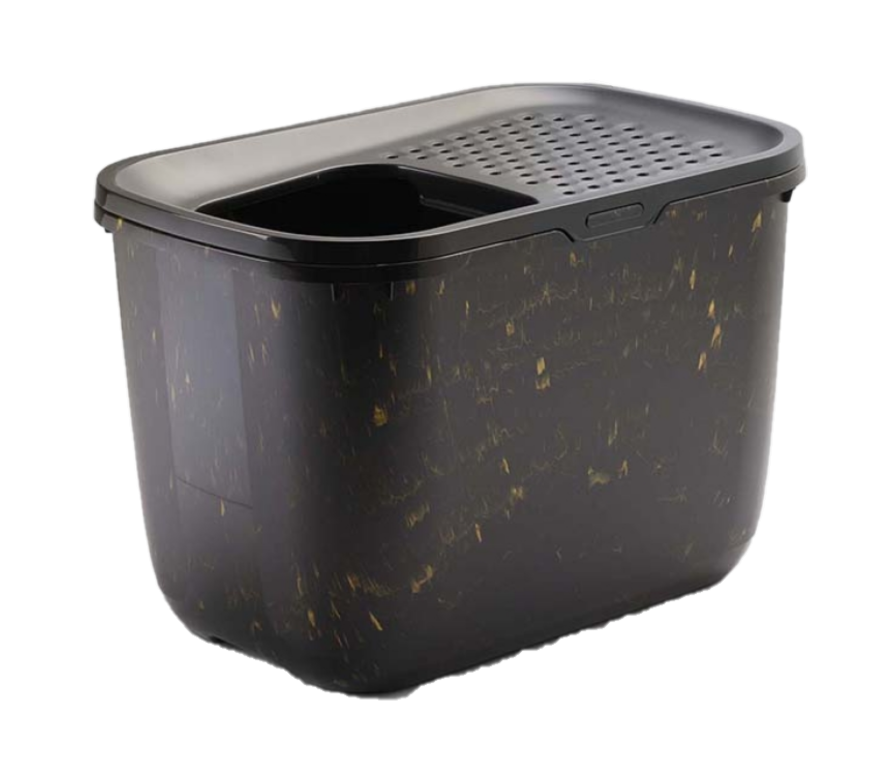 Savic Katteboks Hop in med tak 59x39x39,5cm marmor svart gull