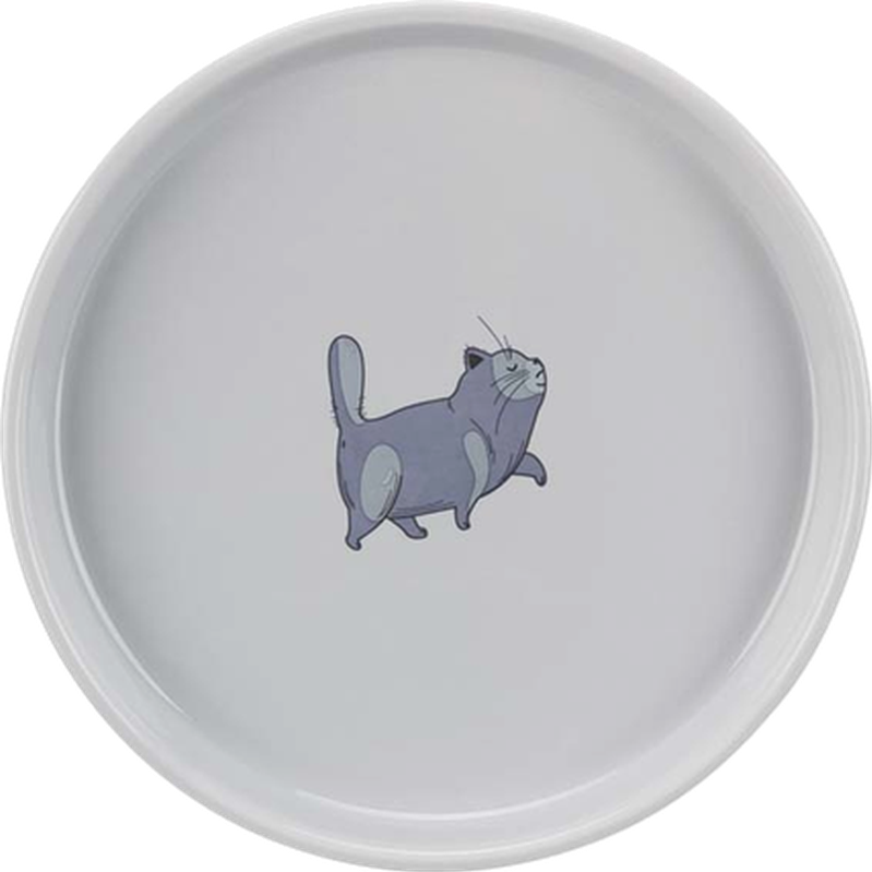 Skål Flat & Wide Cat Ceramic Grey 600 ml