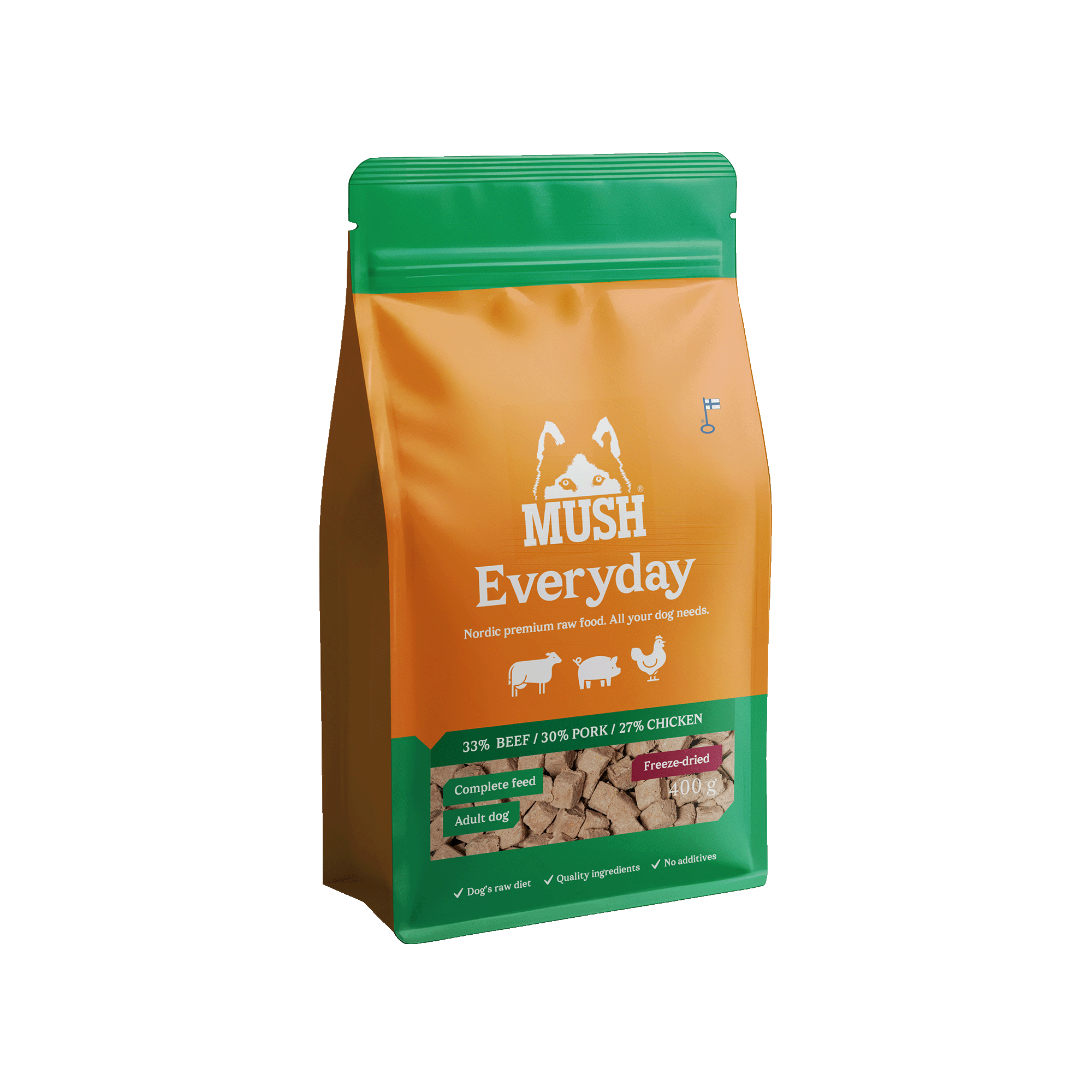 Mush MUSH Everyday Frysetørket Grønn Storfe, Gris, Kylling 400 g