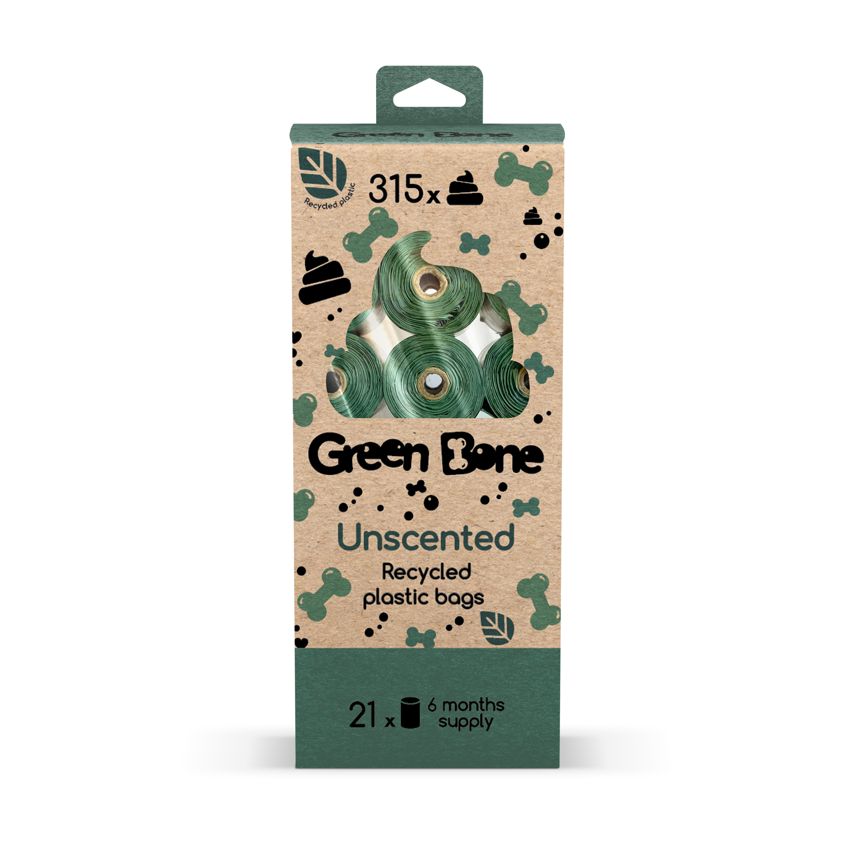 Refill uparfymert - biologisk nedbrytbare hundeposer Green 315 poser