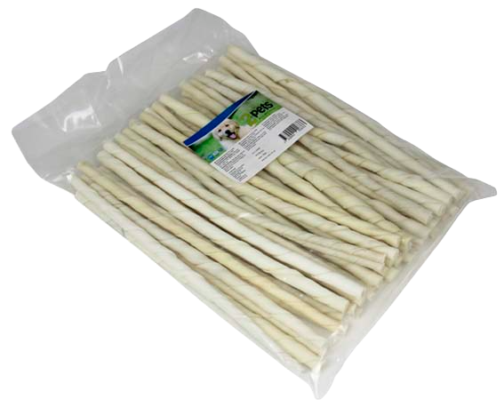 Tyggepinne vridd hvit 24 cm/ 7-8 mm 50-pk.