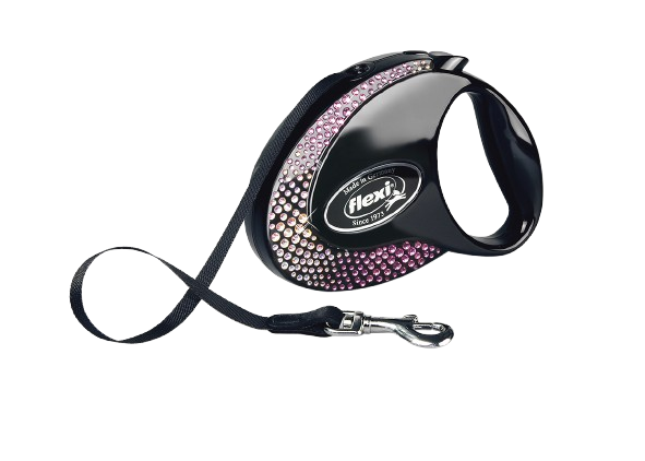 Flexi Glam Splash Crystal Tape, 5m, M, maks 25kg, Svart