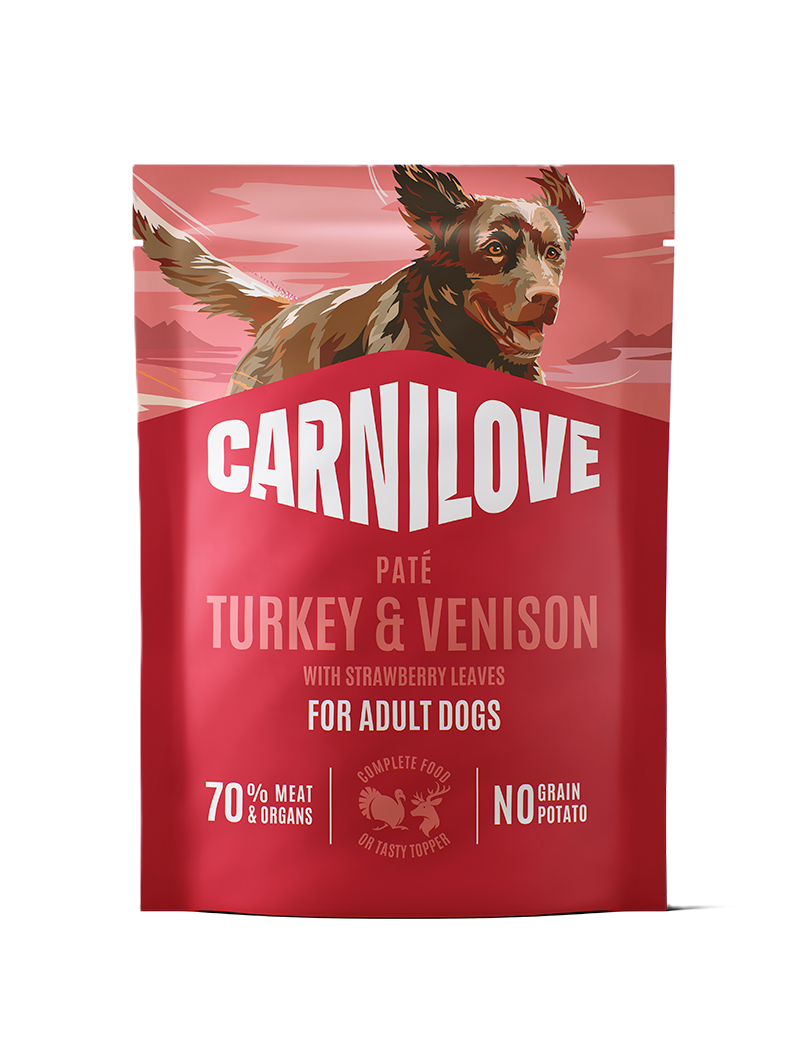 Dog Pouch Paté Turkey & Venison with Stawberry Leaves
