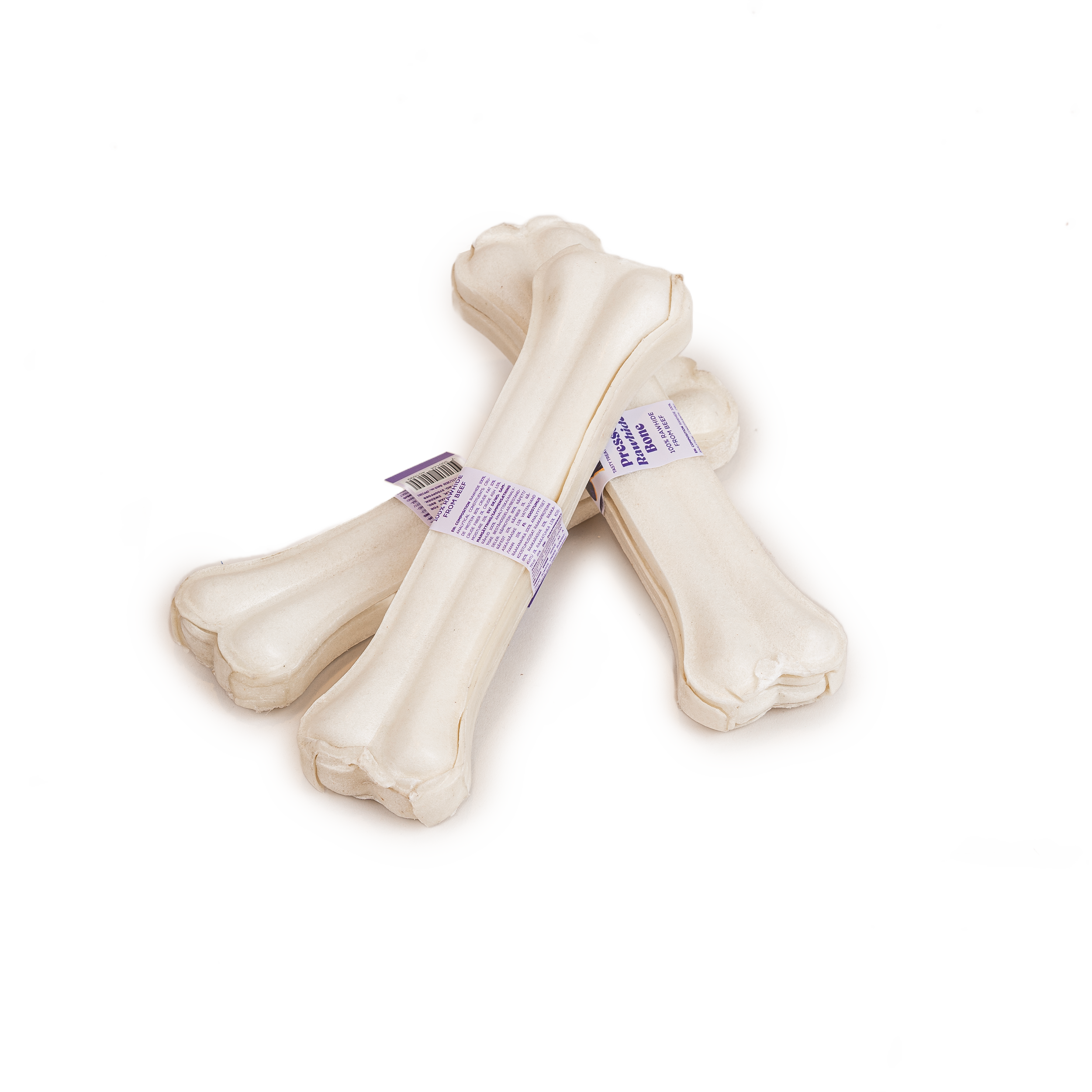 Presset tyggebein av råhud 21 cm