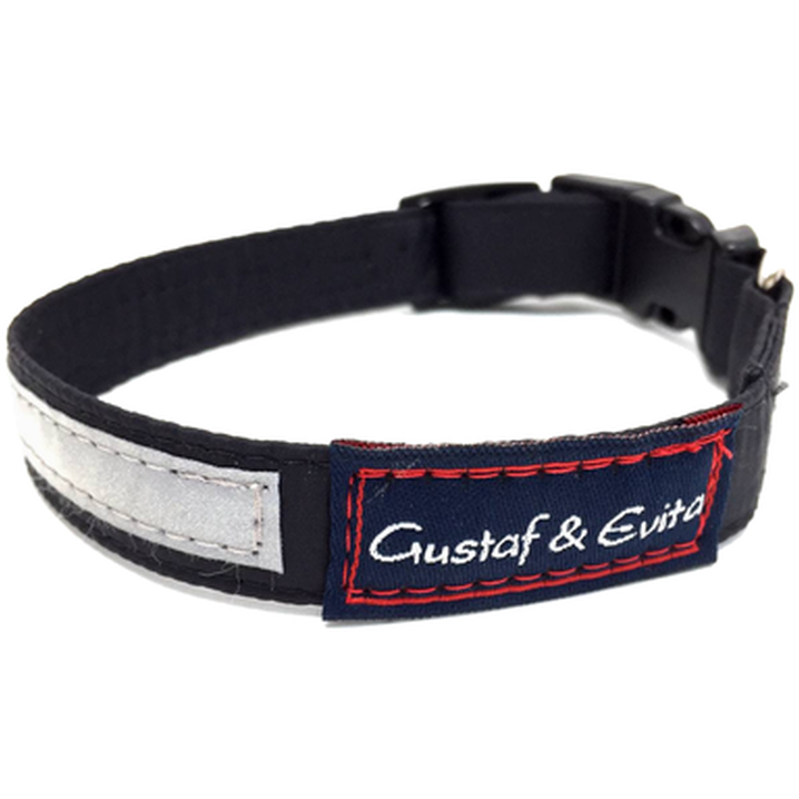 Gustaf och Evita Hundehalsbånd Reflex - hurtigutløsende/justerbart svart 40 cm