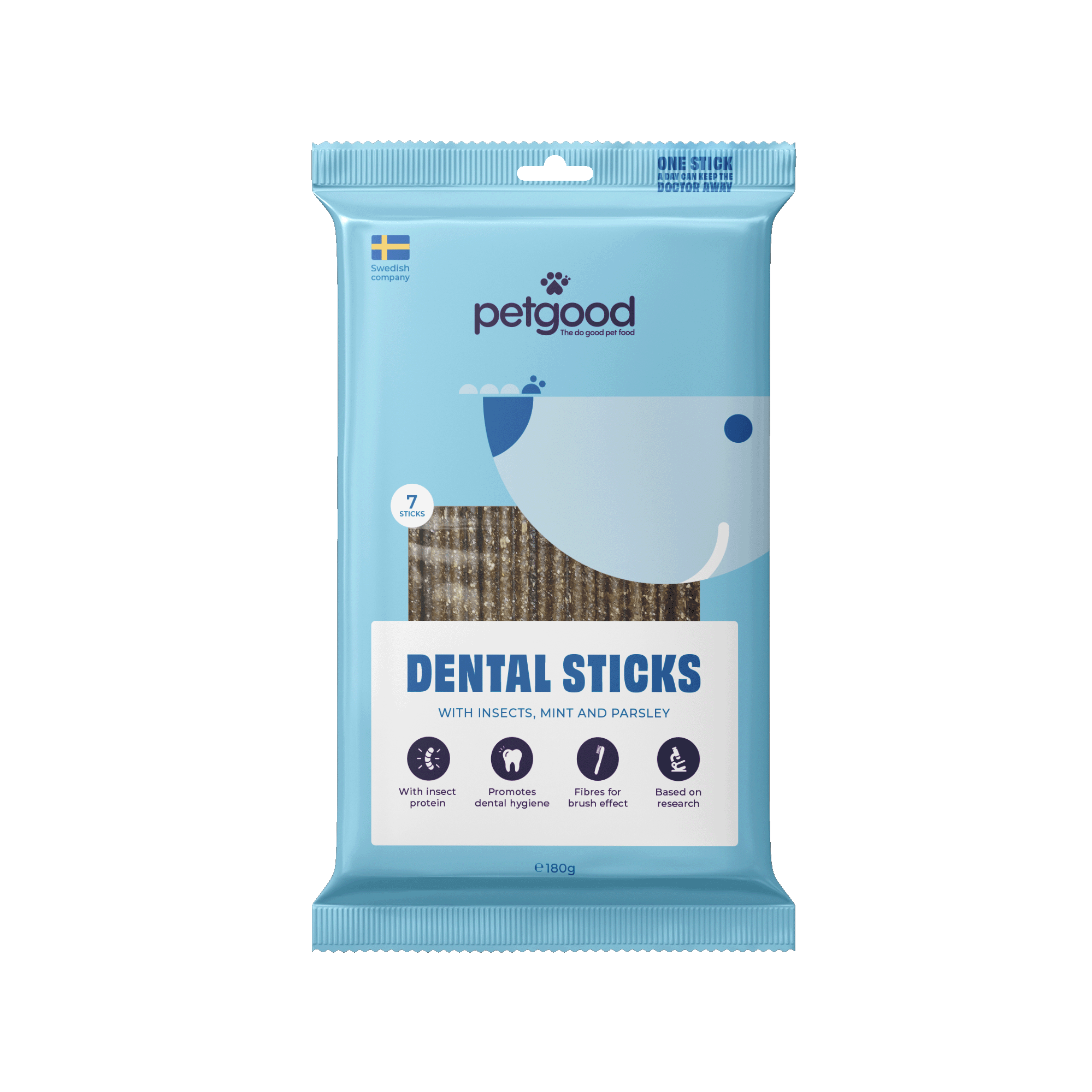 Petgood Dental Sticks med insektprotein for voksne hunder 7-pakning 180g