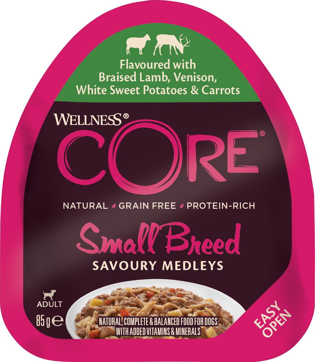 Dog Adult Savoury Medleys Small Breed Lamb, Venison, Sweet Potatoes & Carrots Wet 85 g.