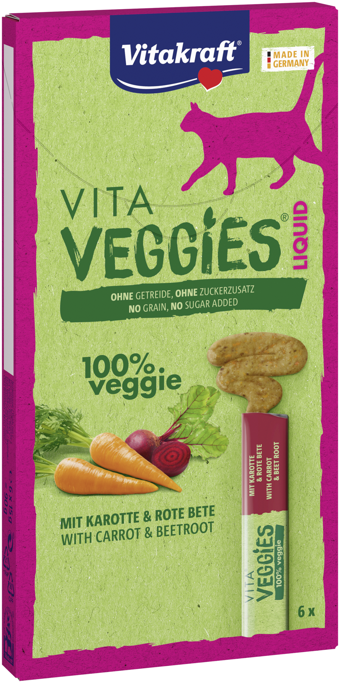 Vita Veggies katt Flytende gulrot, 6x15g