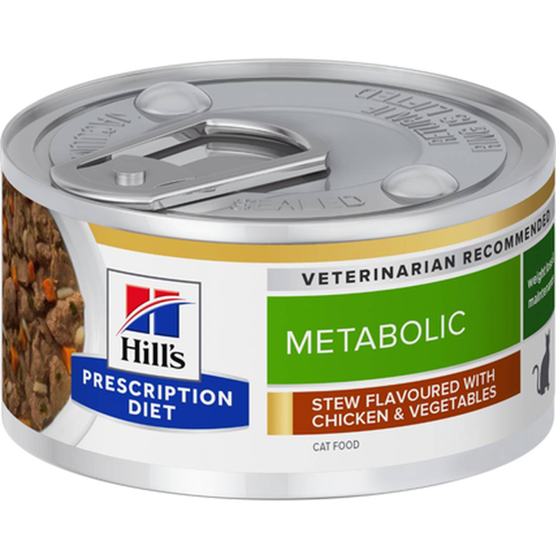 Hill's Prescription Diet Feline Metabolic Weight Chicken & Vegetables Stew Canned - Wet Cat Food