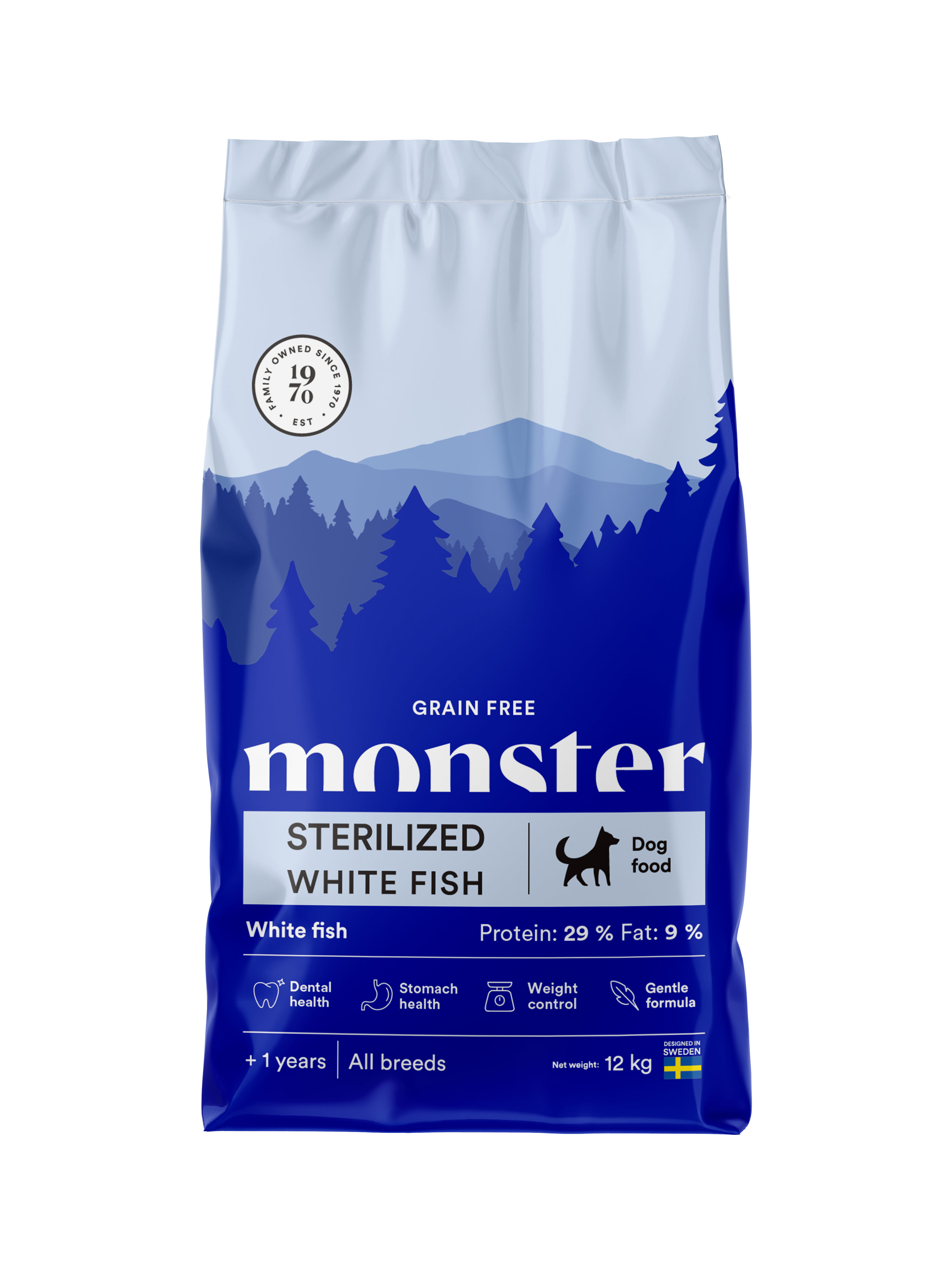 Kornfri sterilisert hvit fisk 12 kg