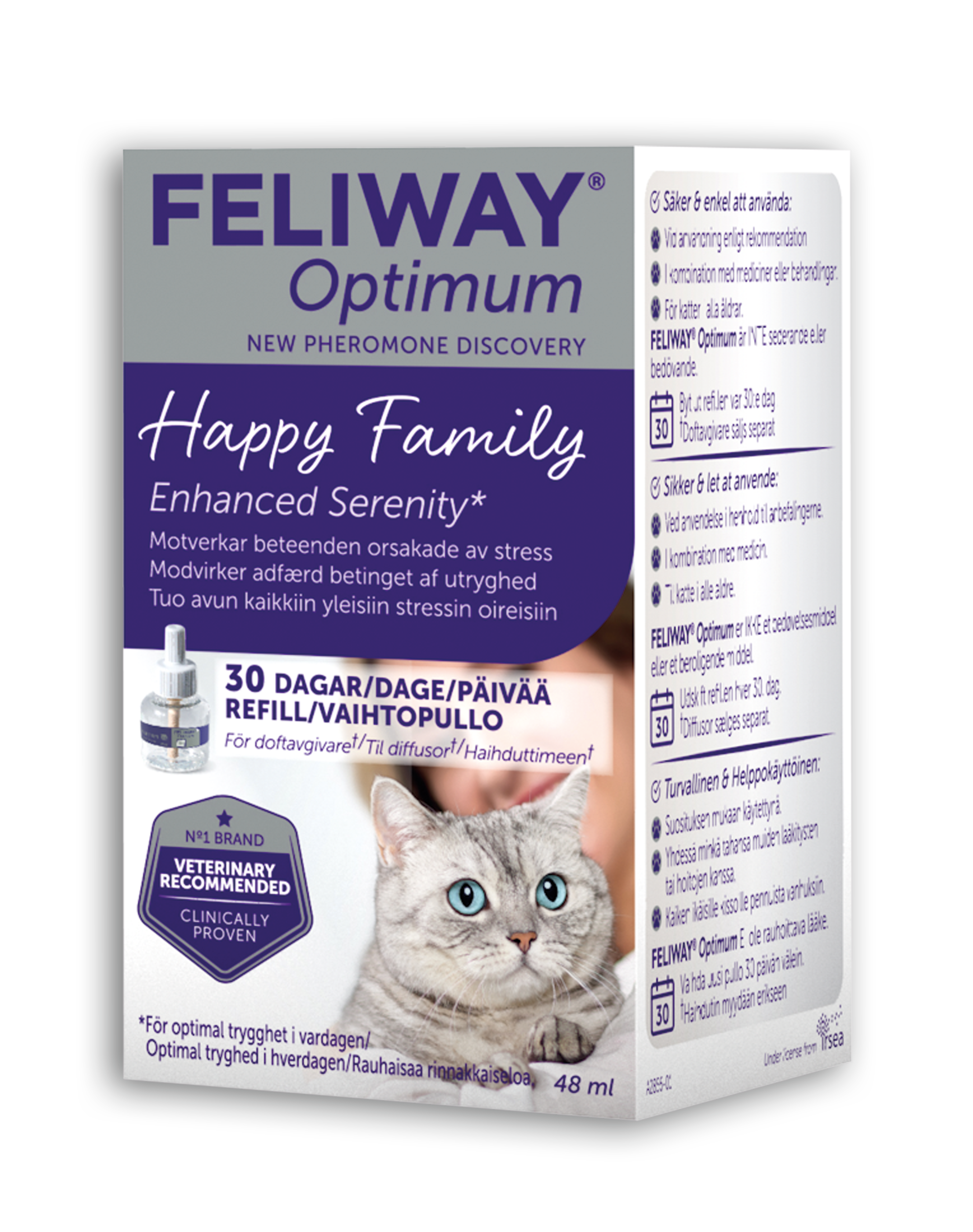Feliway - Optimum Fragrance Dispenser Refill 48 ml erstatningsflaske - Katt - Helse og pelsPetXL