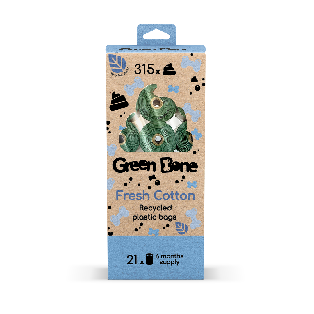 Påfyll av Fresh Cotton biologisk nedbrytbare hundeposer Green 315 poser