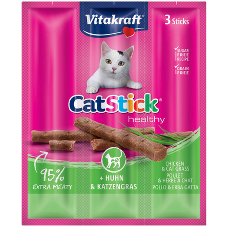 CatSticks Mini Chicken & Cat Grass 6 g x 3 stk.