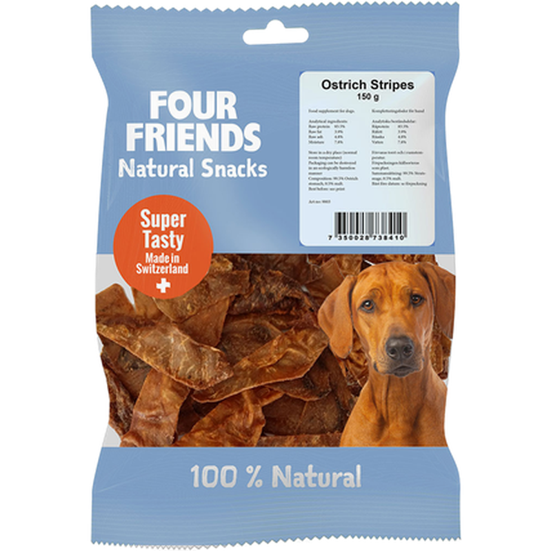 FourFriends Hund strutsestriper 150 g