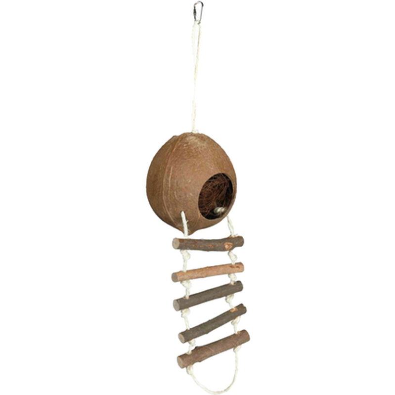 Kokosnøtthus for hamstere og mus brun 13 x 13 x 56 cm