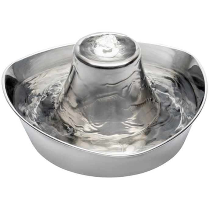 Seaside fontene for kjæledyr i rustfritt stål, grå 1,8 L