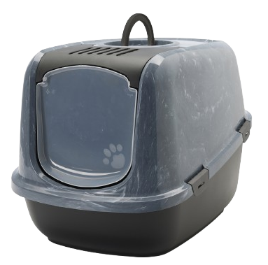 Savic Katteboks Nestor Jumbo Marble med tak, 66,5x48,5x46,5cm, Grå/Svart