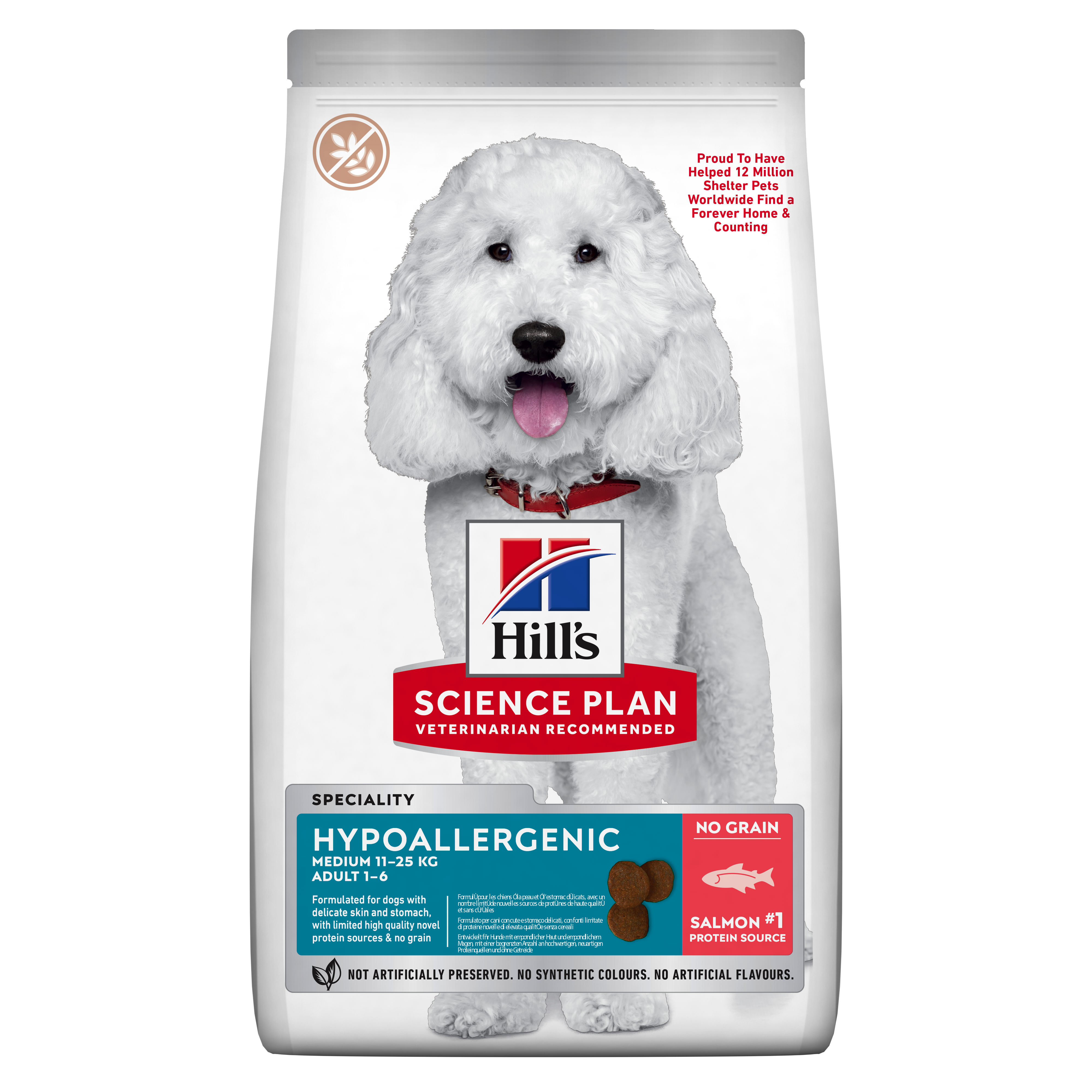 Hypoallergenic Adult Medium tørrfôr for hunder med laks 14 kg