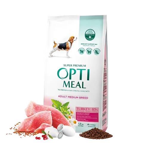 Complete dry pet food for adult dogs of medium breeds – turkey