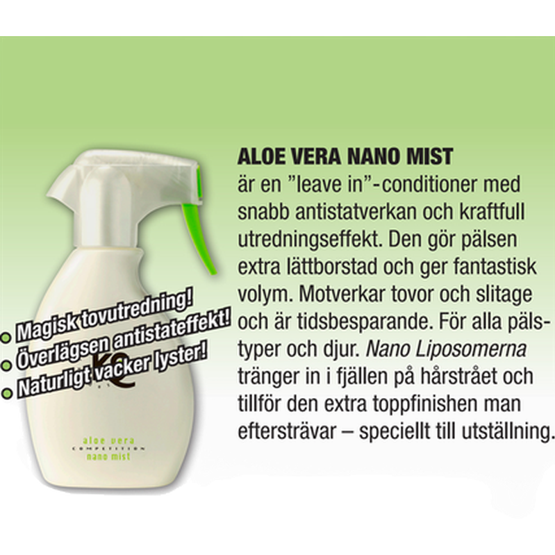 K9 Competition Aloe Vera Nano Mist Leave In Conditioner Mild & Economical  Hvit 250 ml | PetXL
