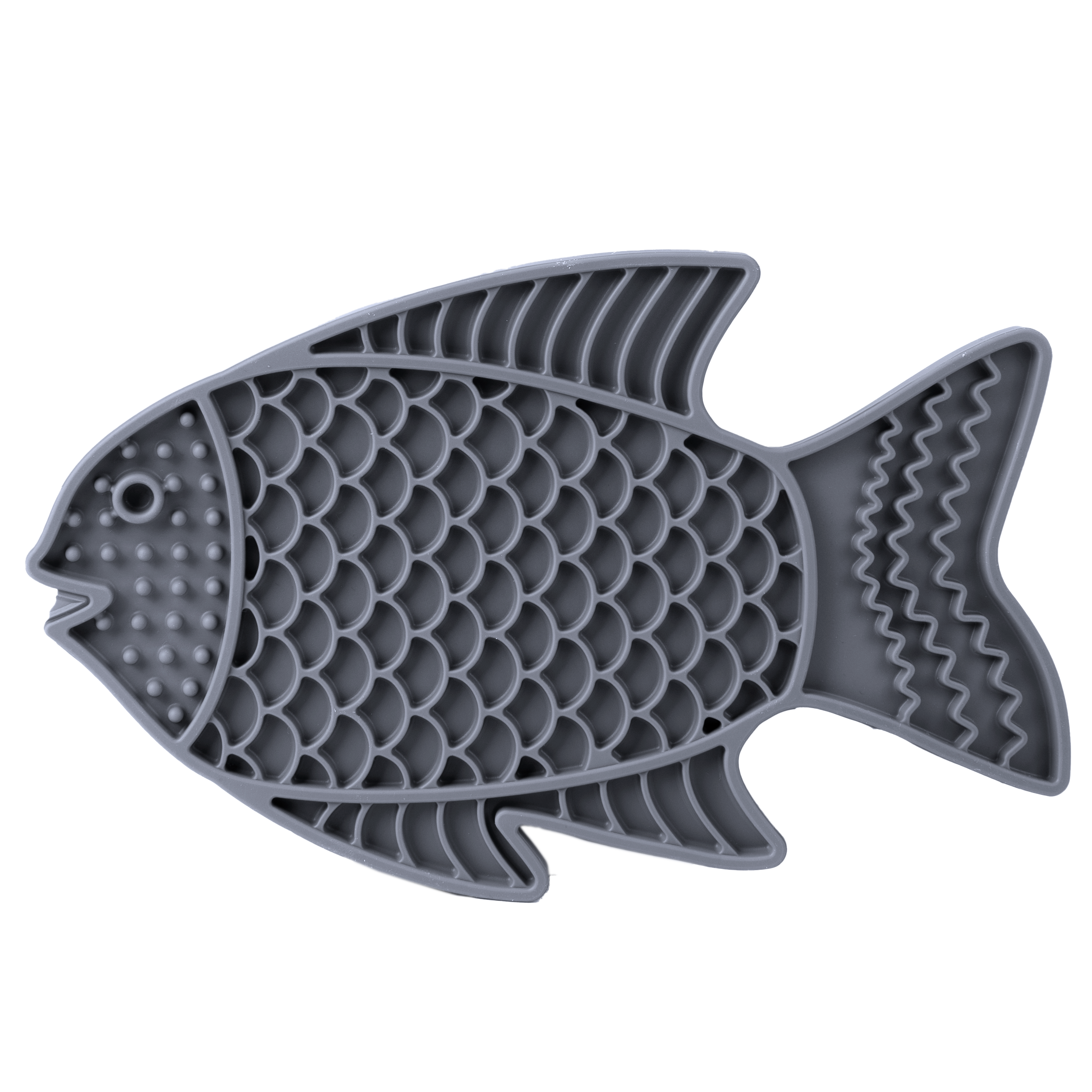 Slikkematte Fisk, 22x13cm, Grå