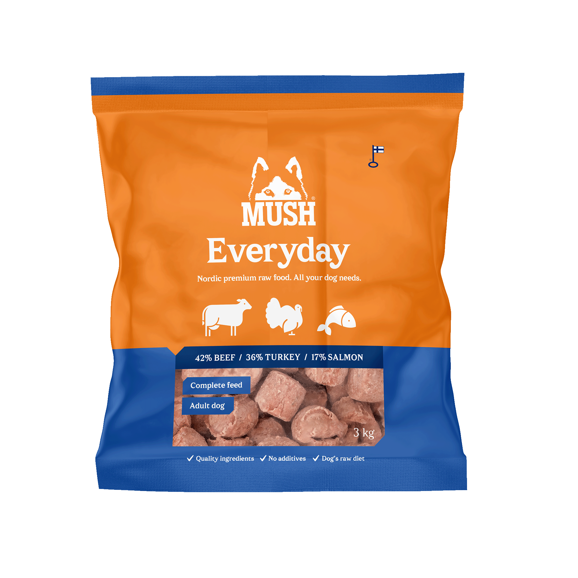 Mush Mush Everyday Blå Oksekjøtt, Kalkun, Laks