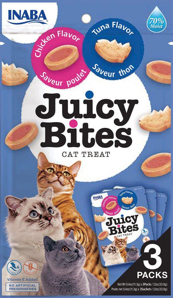 Cat Juicy Bites kylling og tunfisk, 3-pk.