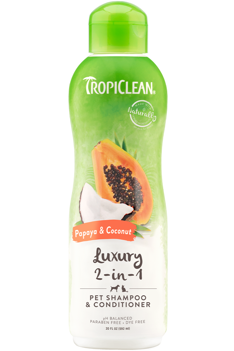 TropiClean Papaya & Coconut Luxury 2-i-1 Shampoo and Conditioner for Pets 355 ml.
